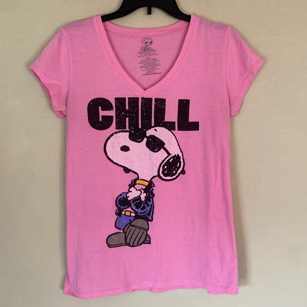Peanuts, XL, snoopy chill, pink shirt